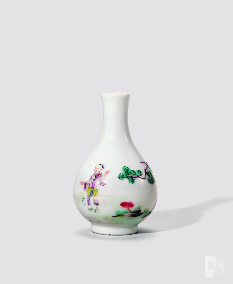 清雍正·粉彩高士图小瓶 - 图1